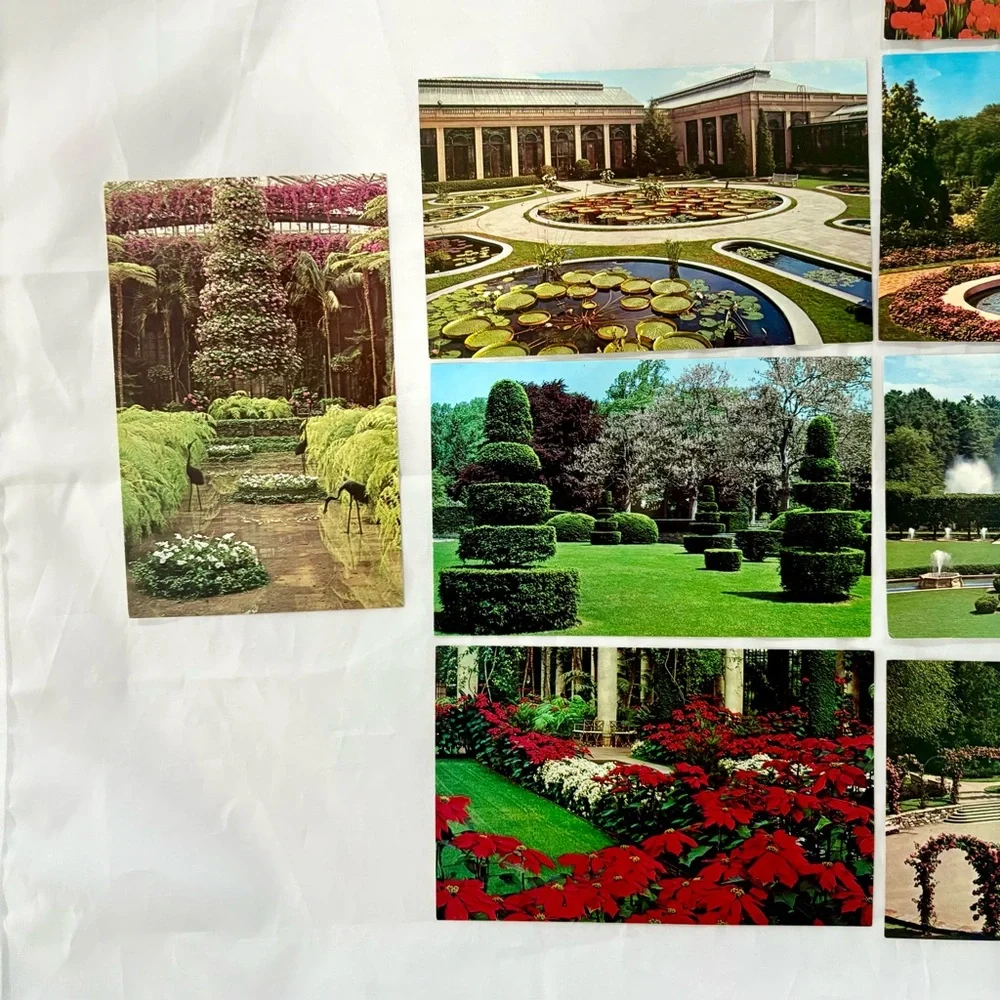 Lot 9 Vintage Postcard Longwood Gardens Kennett Sq PA Ephemera Botanical Unused